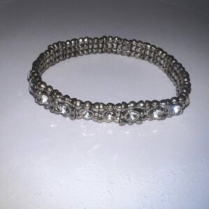 Silver Tone‎ Stretch Bracelet with Rhinestone Accents Fashion Jewelry